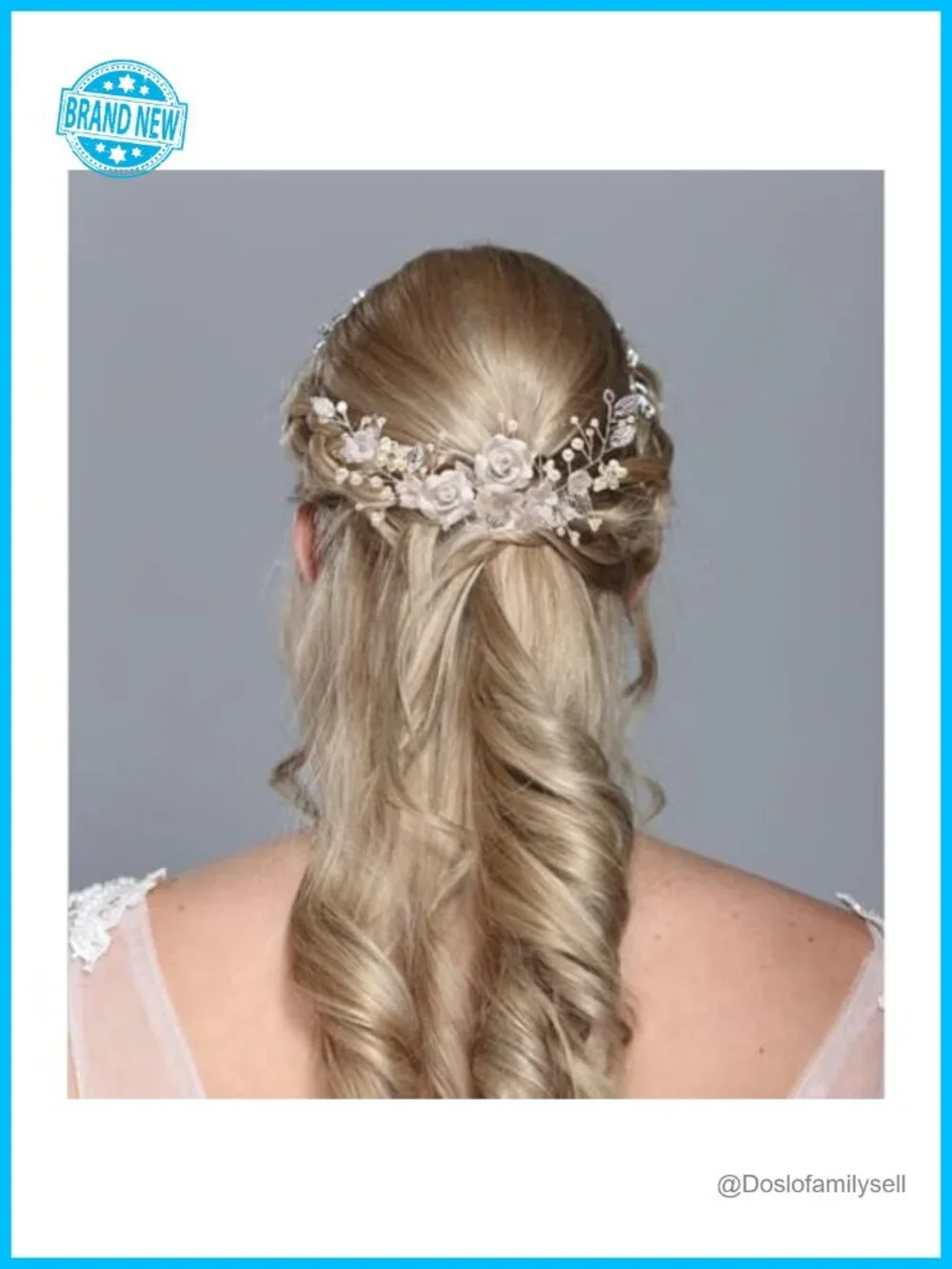 Ceramic Flower Bridal Hair Vine Rhinestone Leaf Headband 9